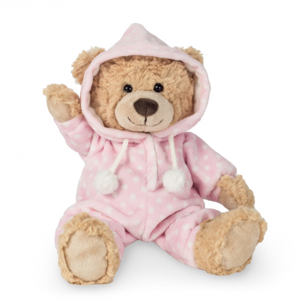 Ours en peluche Boubou, Hermann Teddy, Pyjama rose, 30 cm