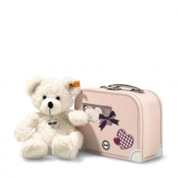 Ours en peluche Teddy Lotte avec sa valise, blanc, 28 cm